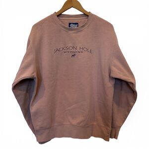 Jackson Hole Embroidered Crewneck Sweatshirt Sz M Mauve Blue84